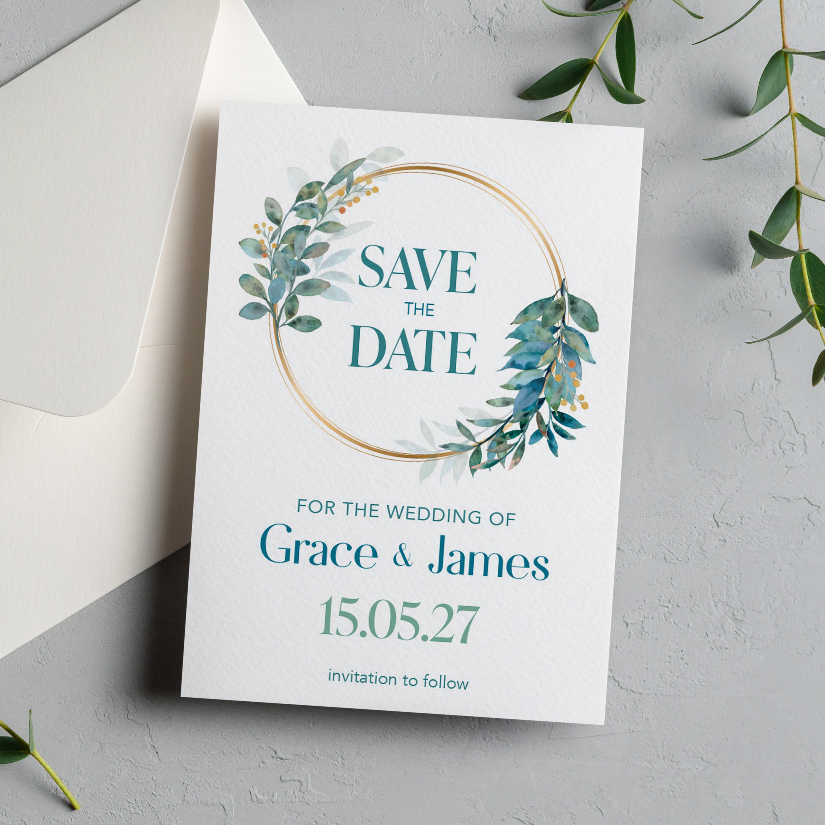 Leafy Save the Date Cards