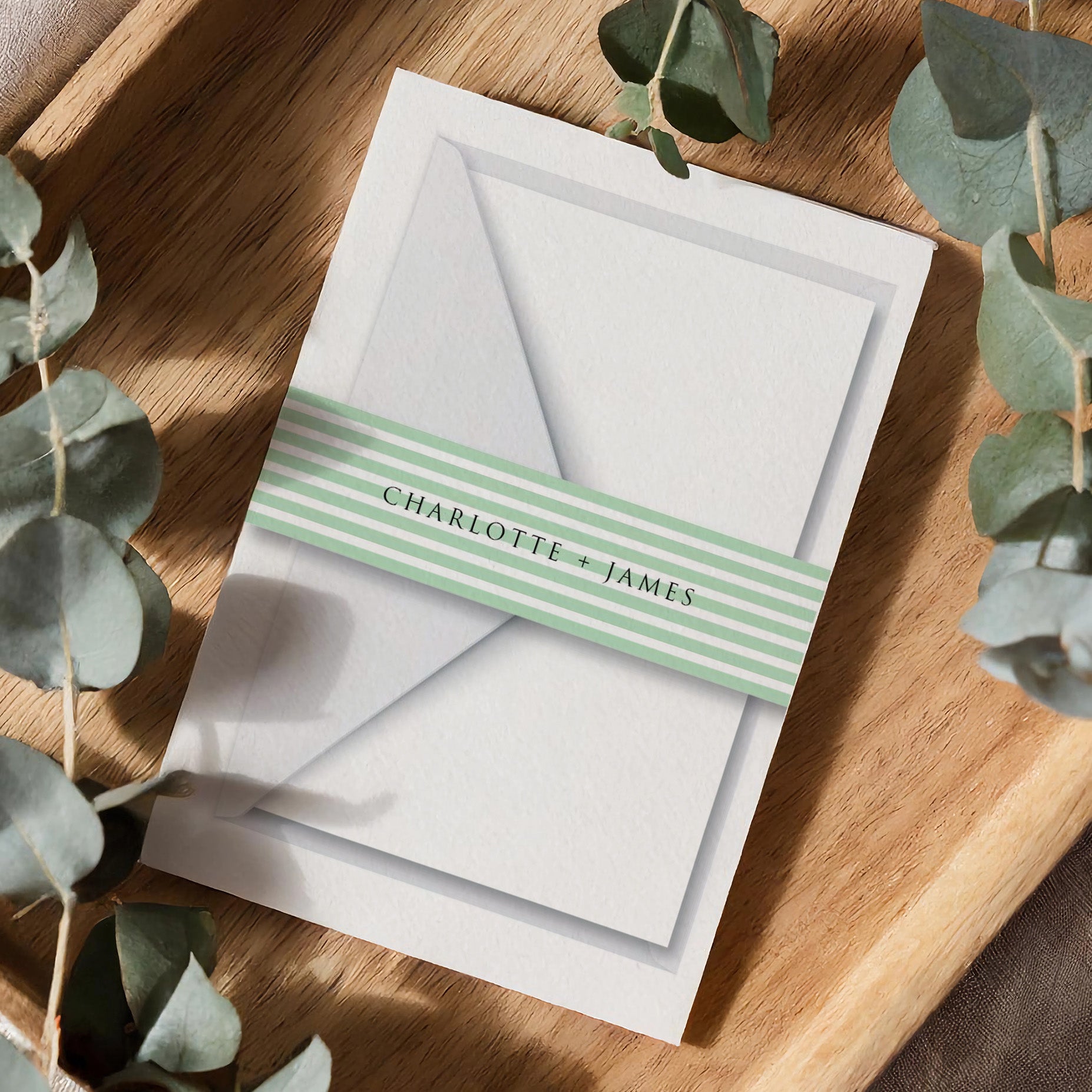 Elegant Blue Striped Wedding Invitation