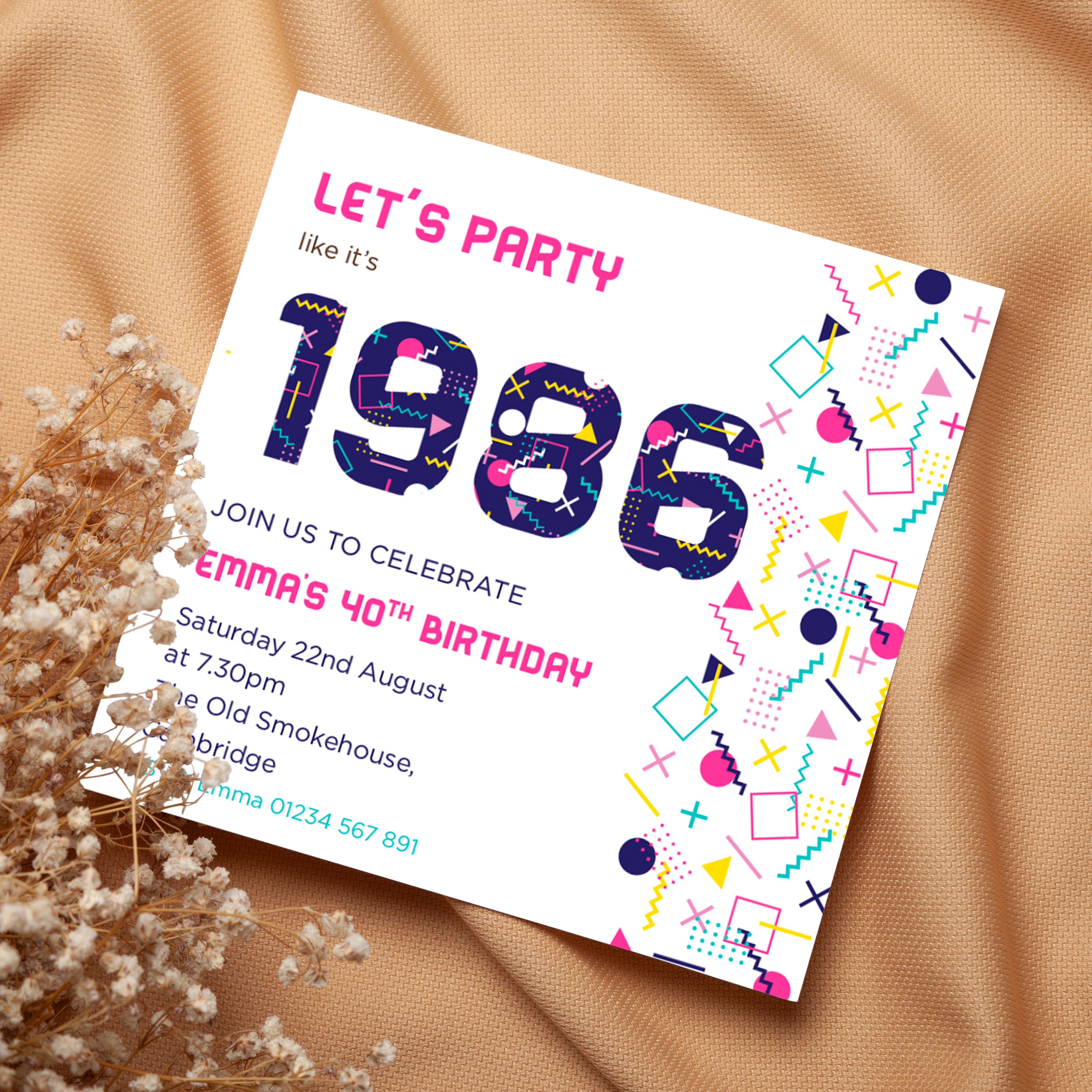Retro 1986 Birthday invite