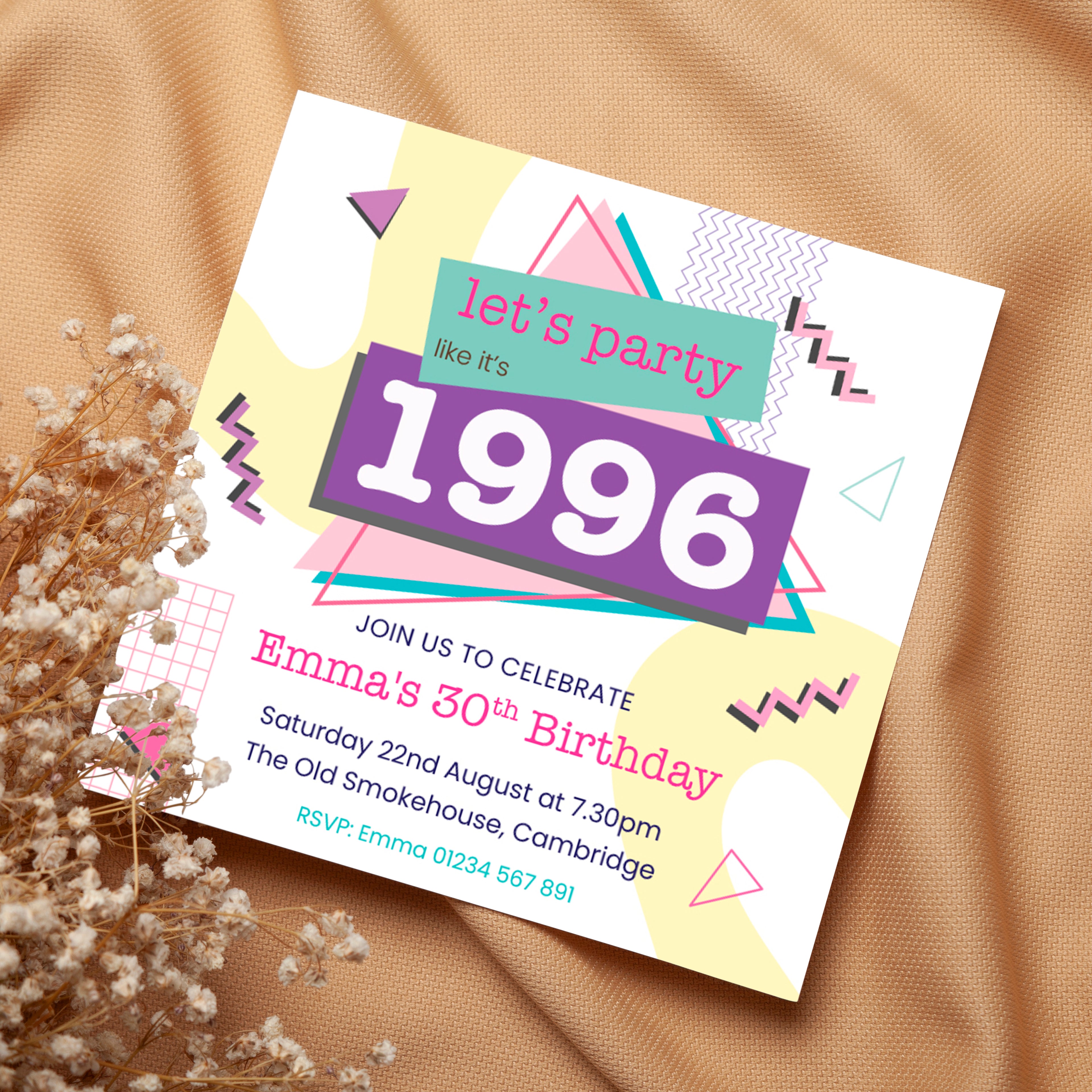 Retro 1996 Birthday invite