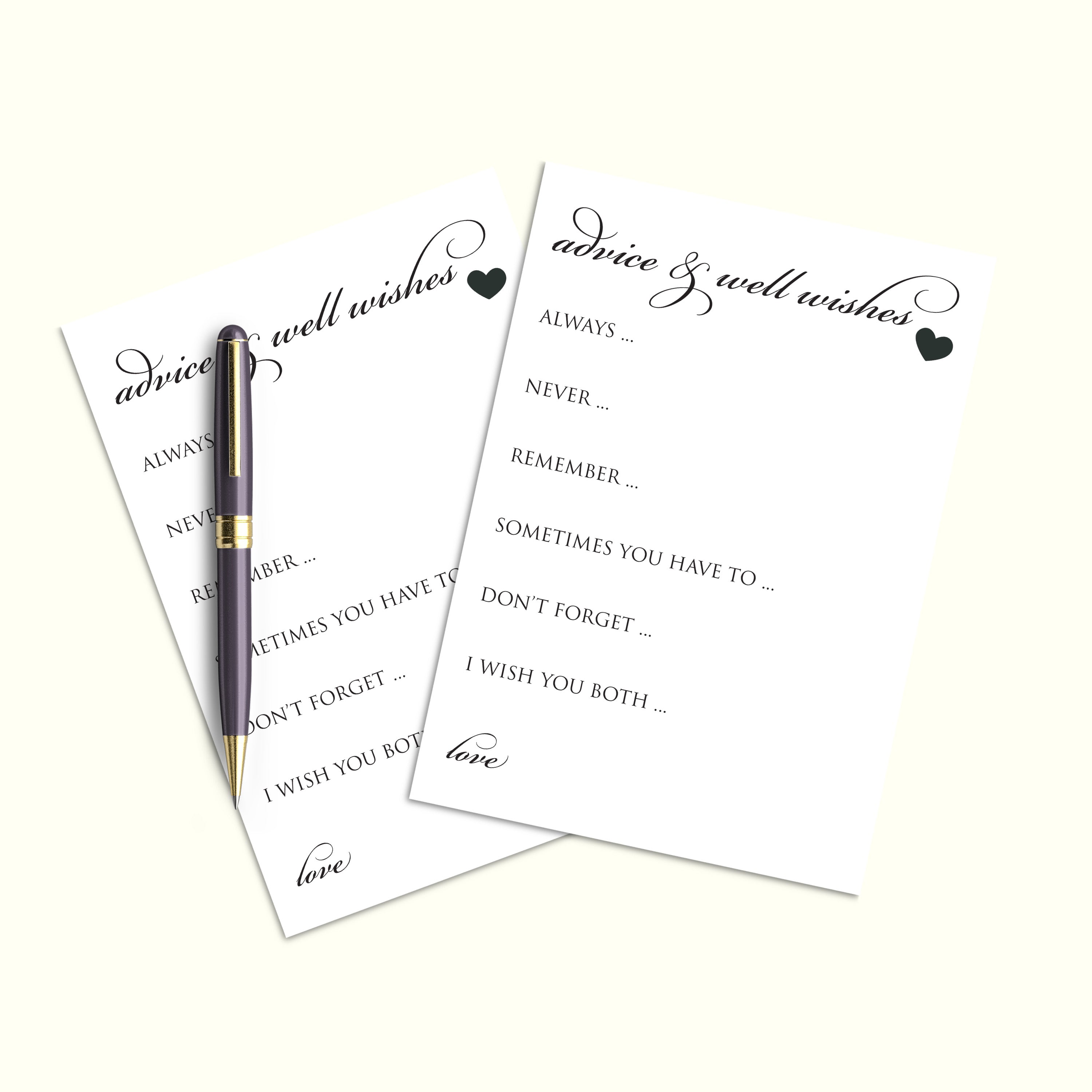 Personalised Wedding Advice Cards for the Bride & Groom