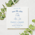 Blue Wedding Cake Save the Date Cards