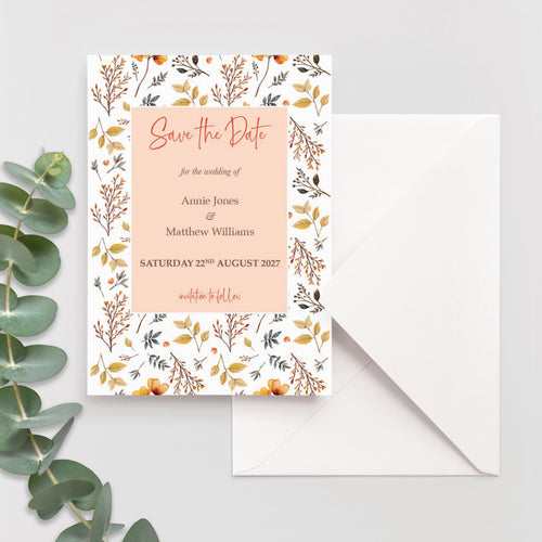 Autumn Coral Save the Date Card