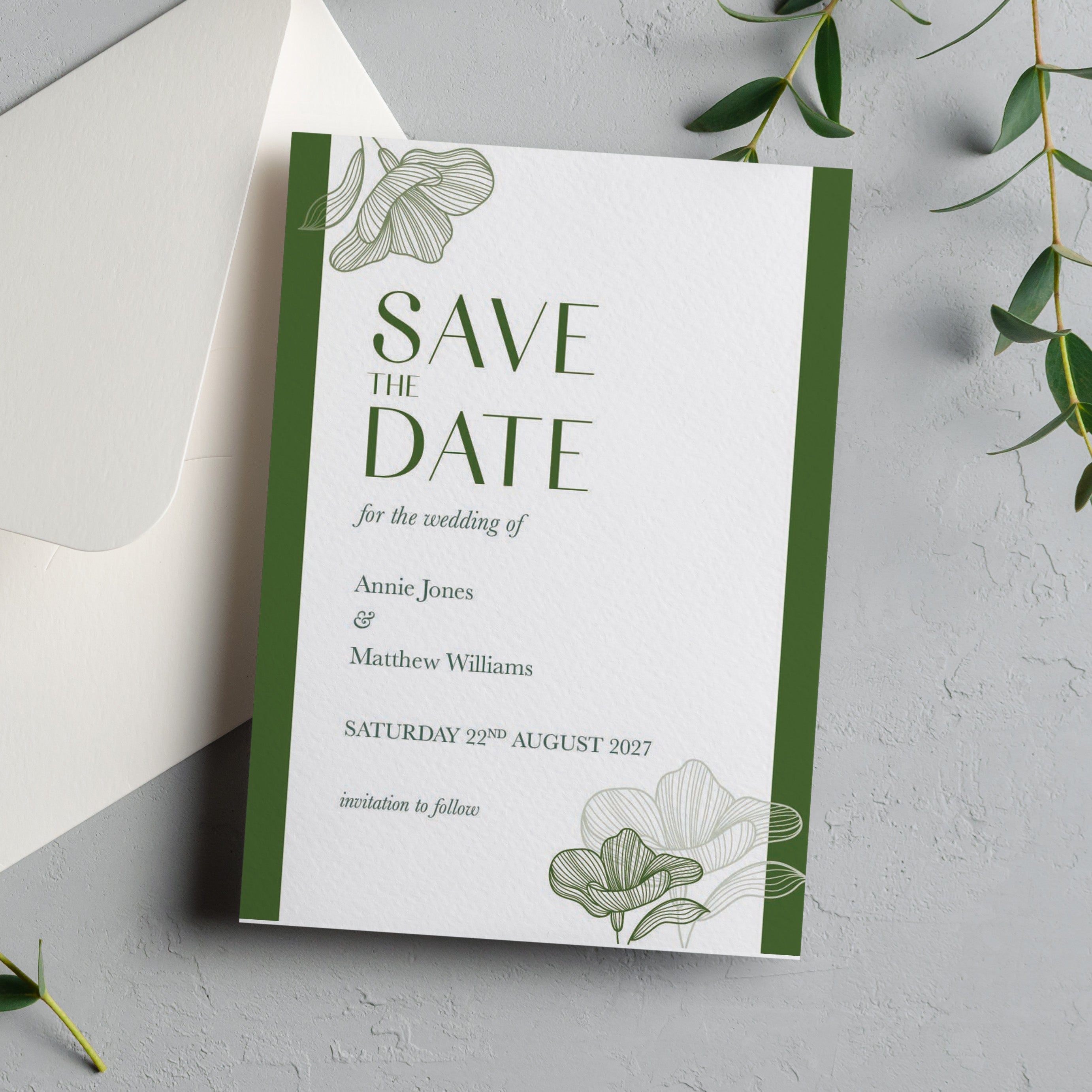 Abstract Leaf Save the Date Card