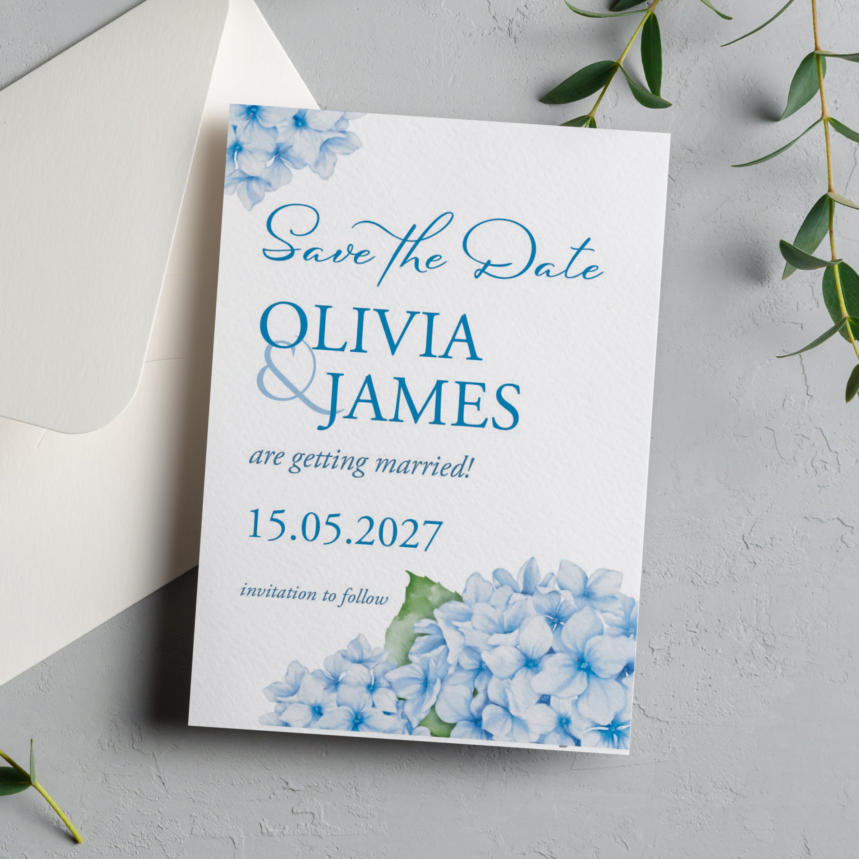 Hydrangea Save the Date Cards