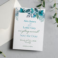 Jade Green Floral Save the Date Cards
