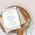Elegant Blue Floral Wedding Invitation