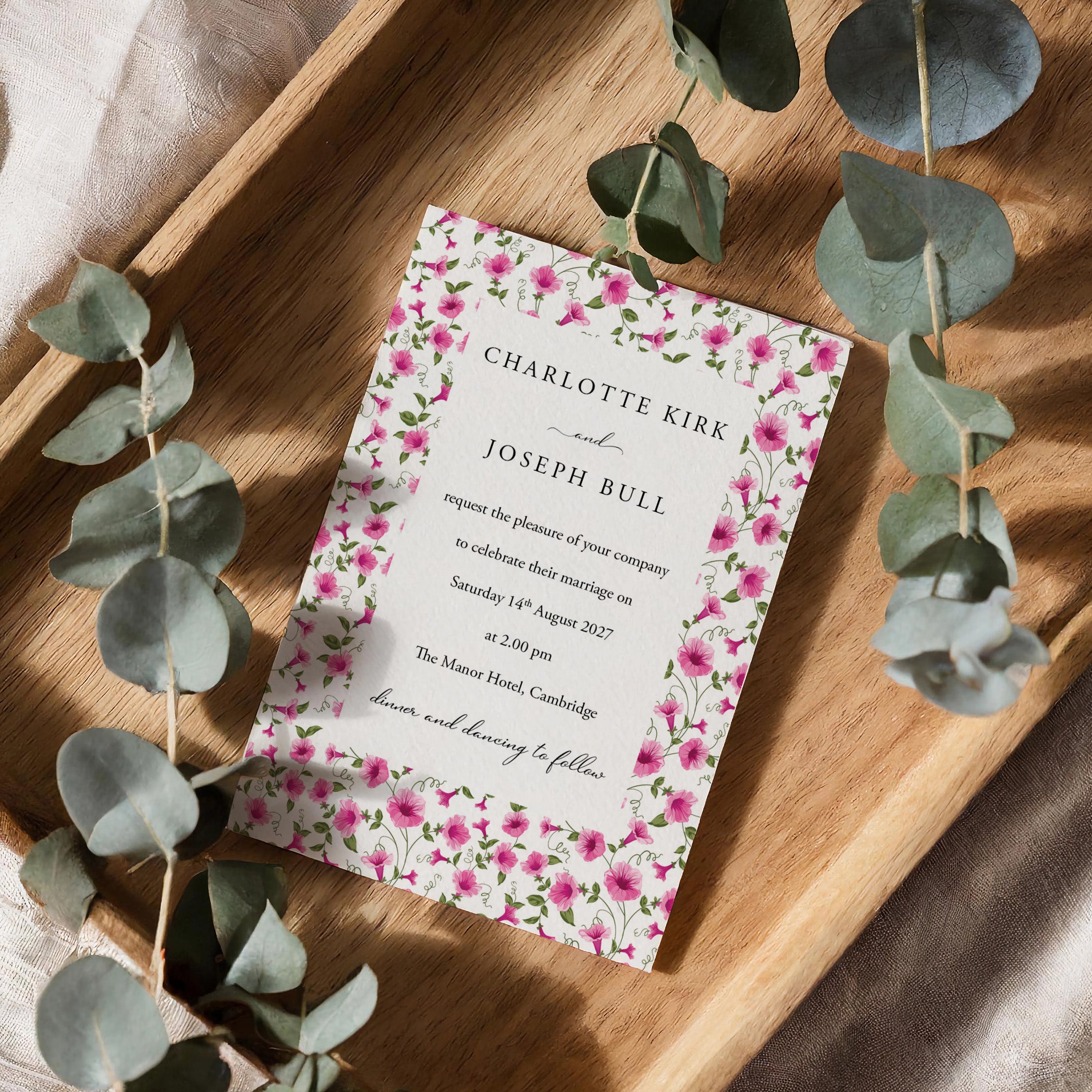 Elegant Pink Floral Wedding Invitation