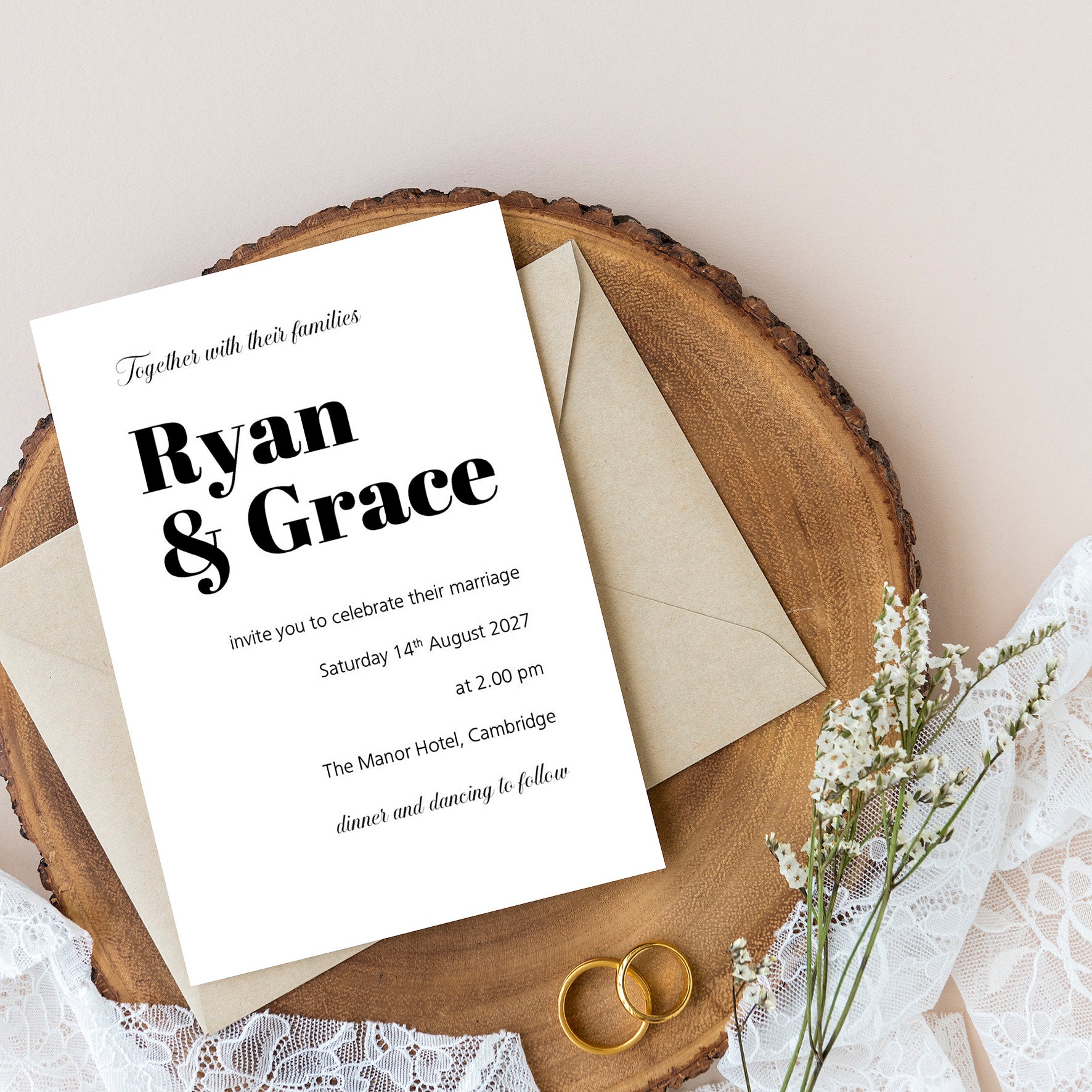Classic Monochrome Wedding Invitation