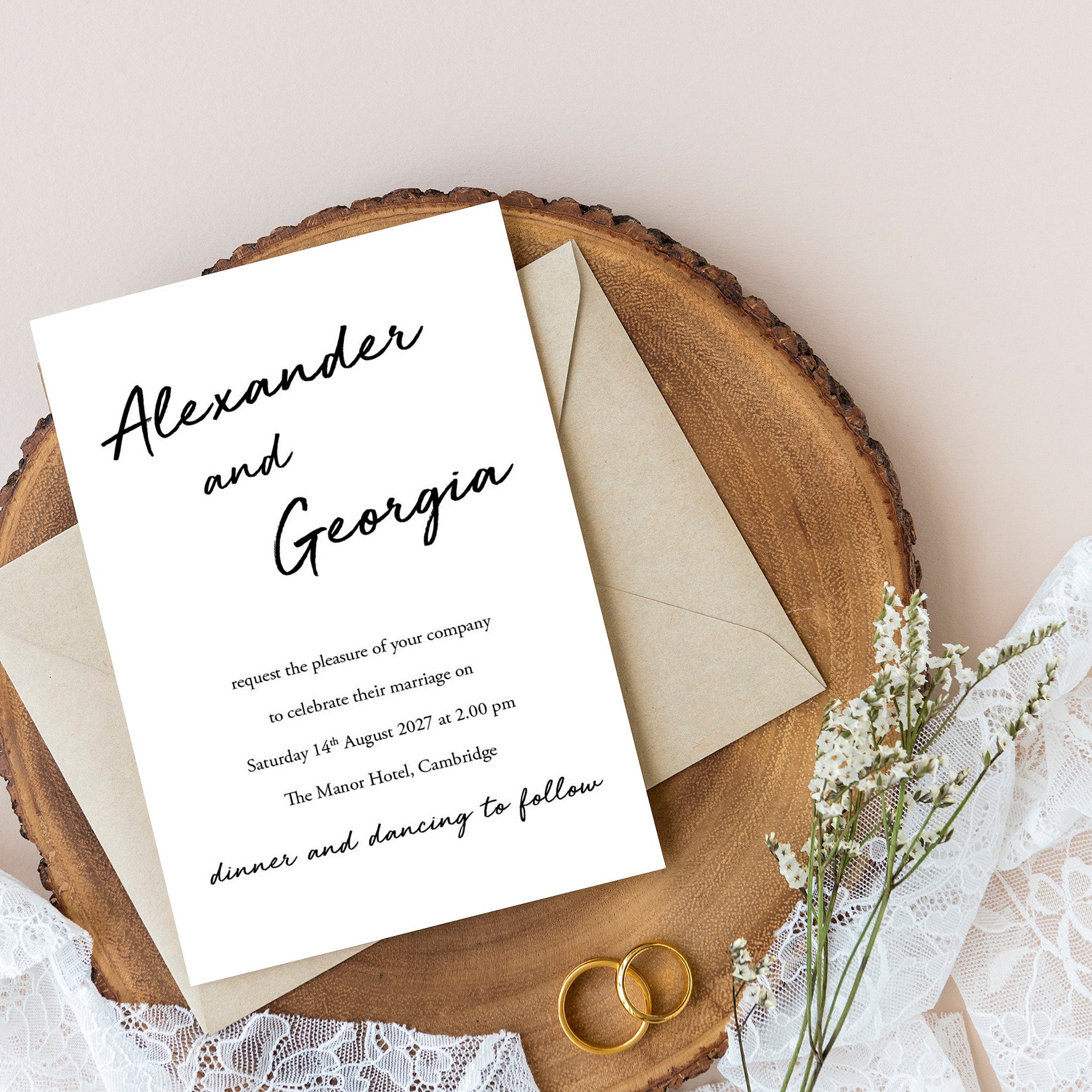 Classic Monochrome Wedding Invitation
