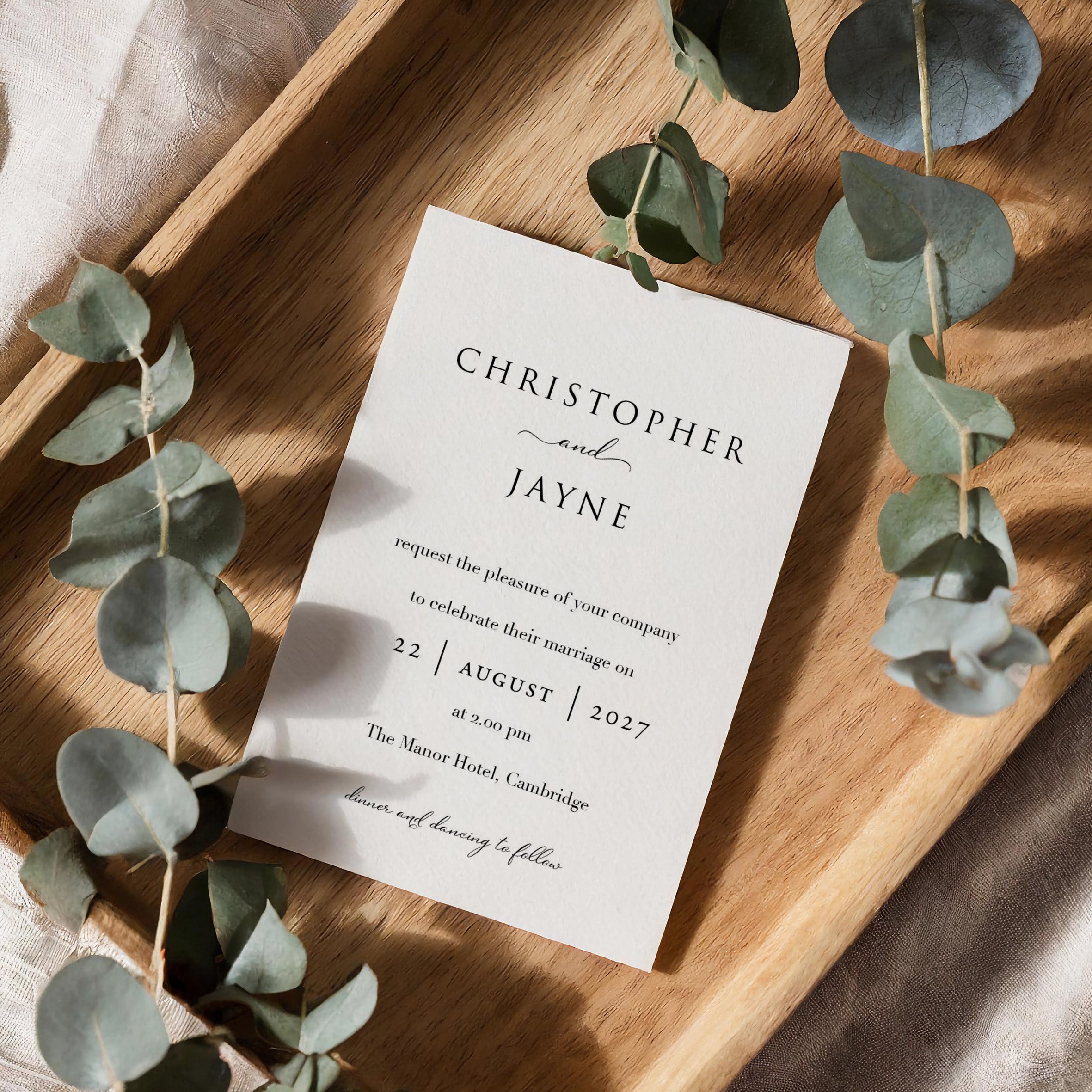 Classic Monochrome Wedding Invitation