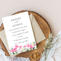 Fushia Pink Floral Classic Wedding Invitation