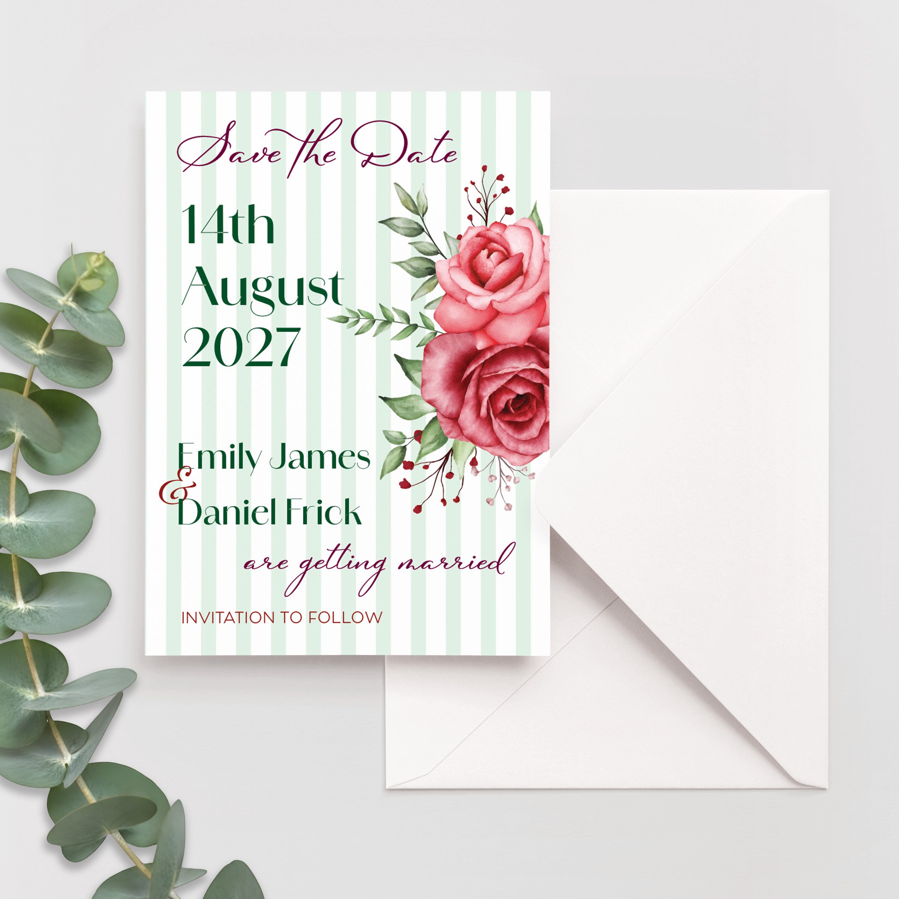 Red Roses Save the Date Cards