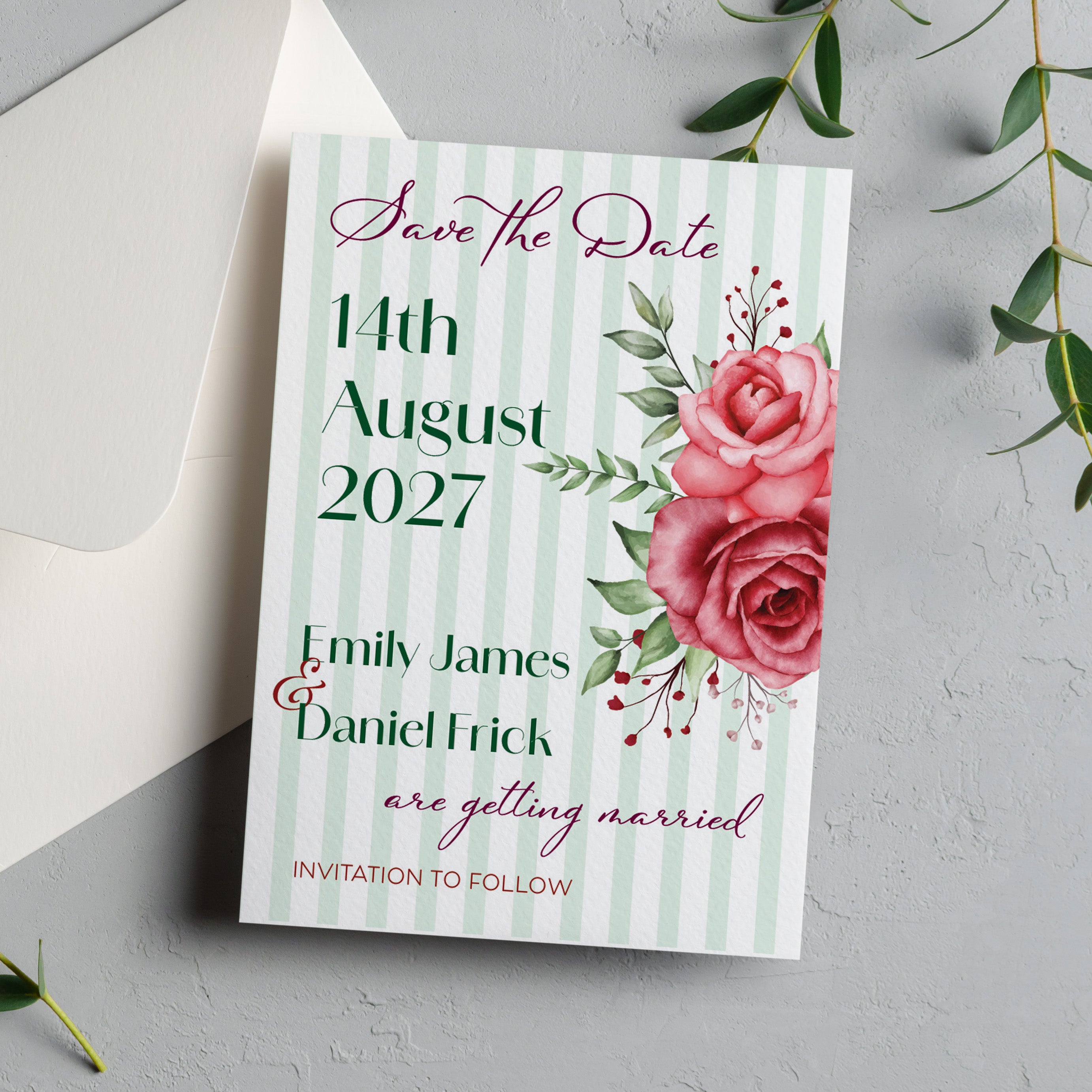 Red Roses Save the Date Cards