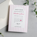 Pink Striped Save the Date Cards