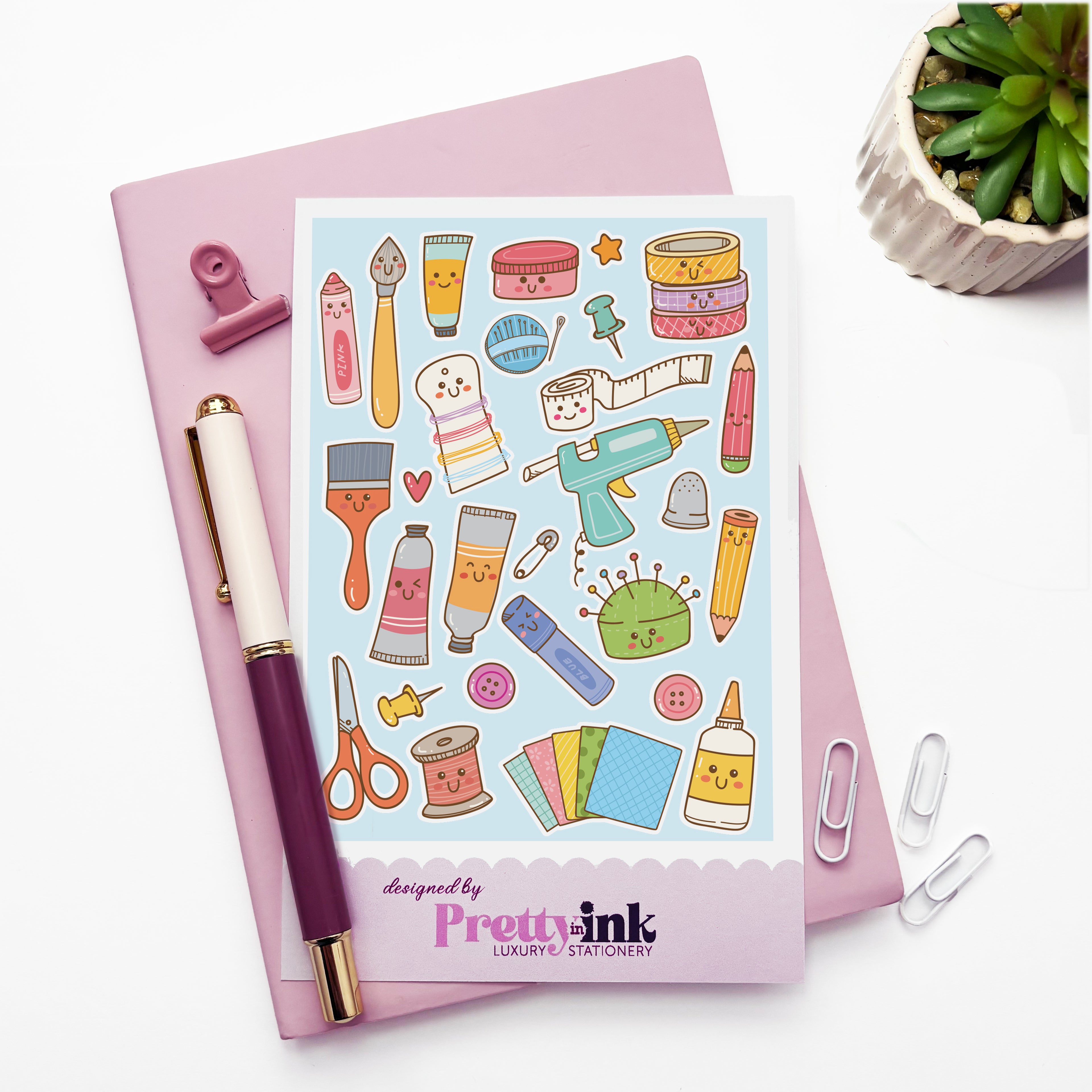 Pens, pencils & craft items sticker sheet