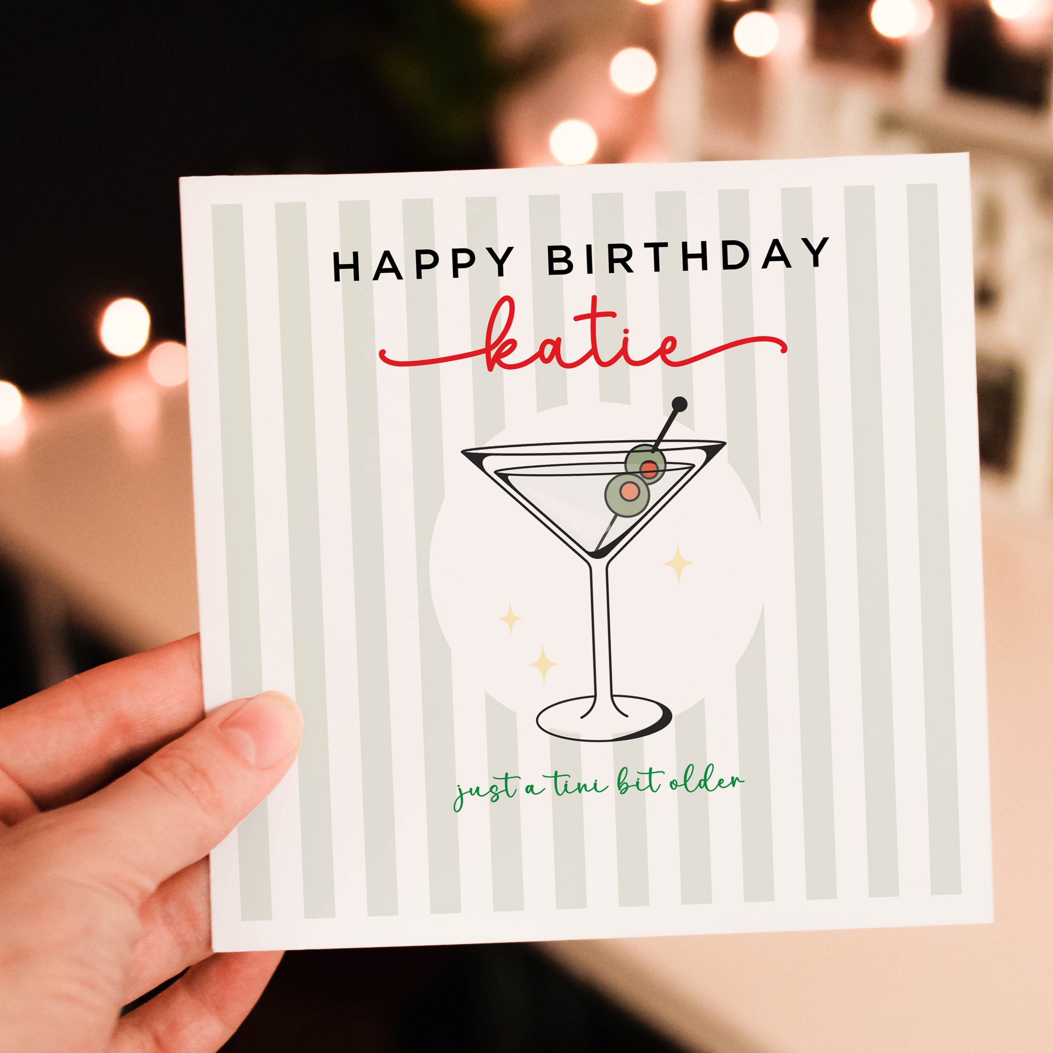 Martini Cocktail! Personalised Birthday Card