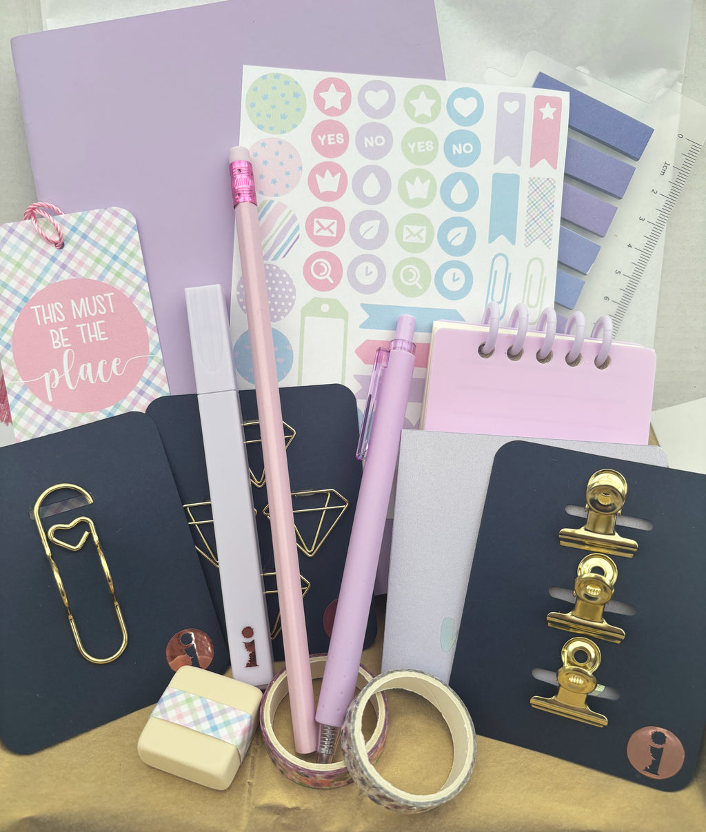 Stationery Gift Box collated in tones of Purple and Gold