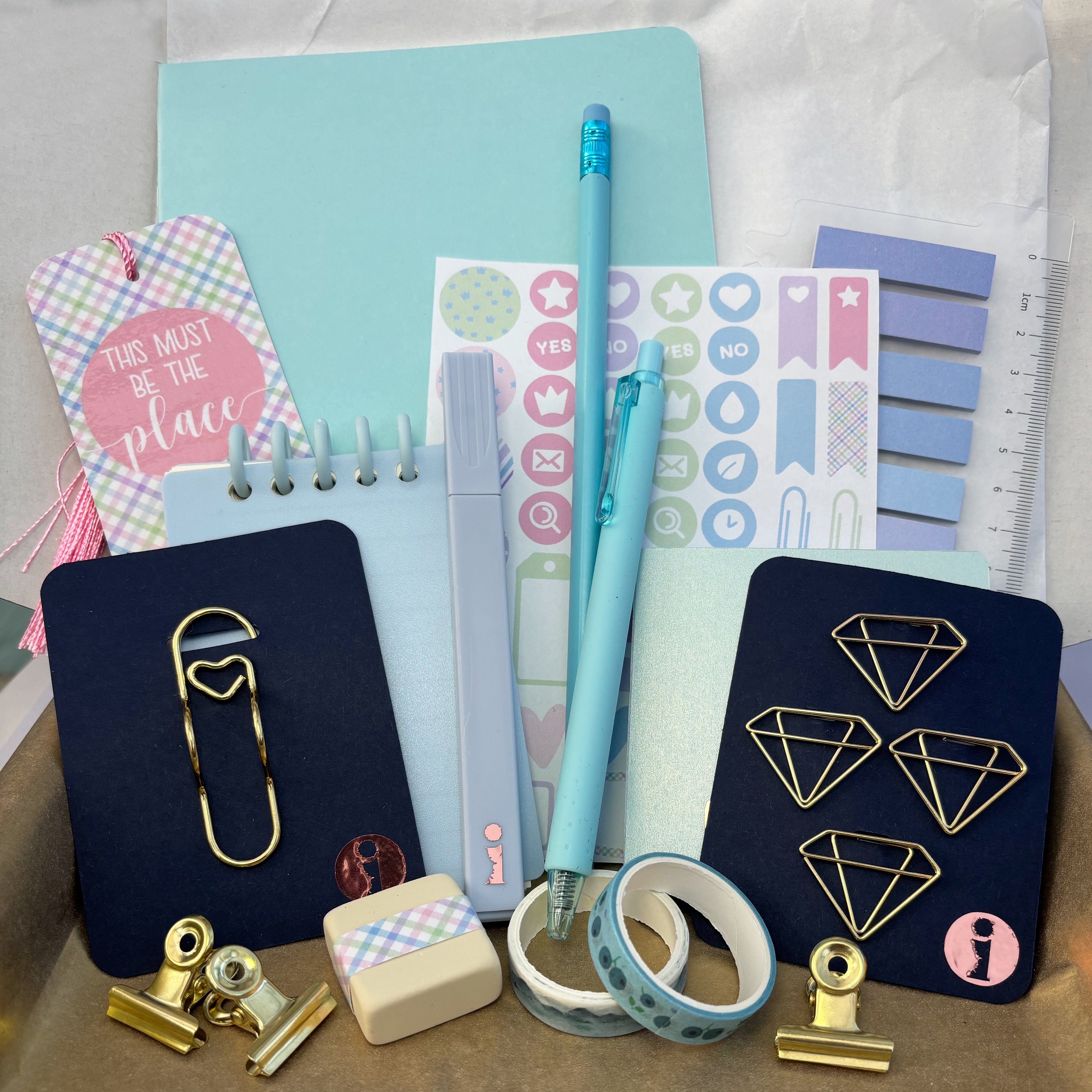 Stationery Gift Box collated in tones of Blue and Gold