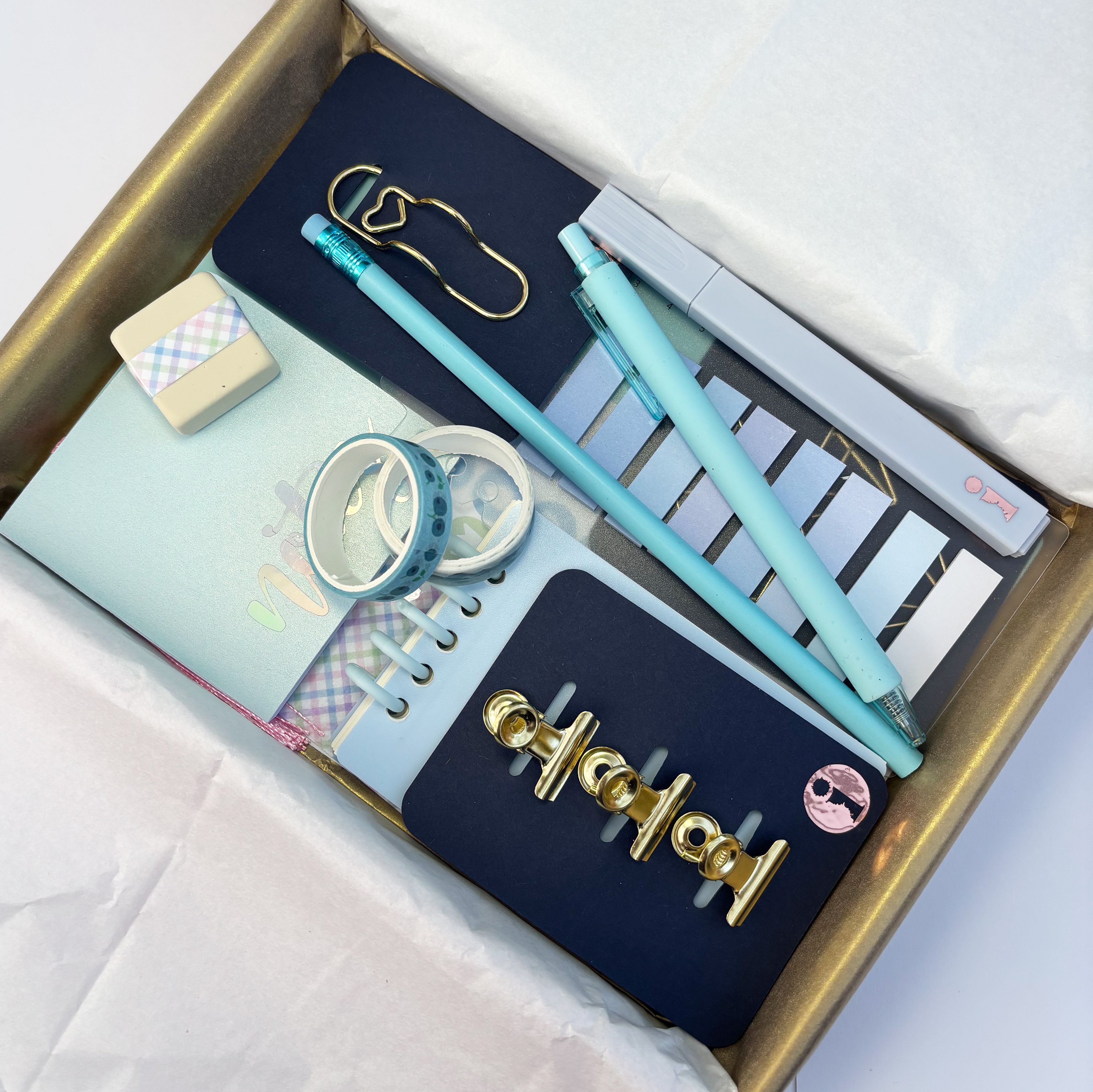 Stationery Gift Box collated in tones of Blue and Gold