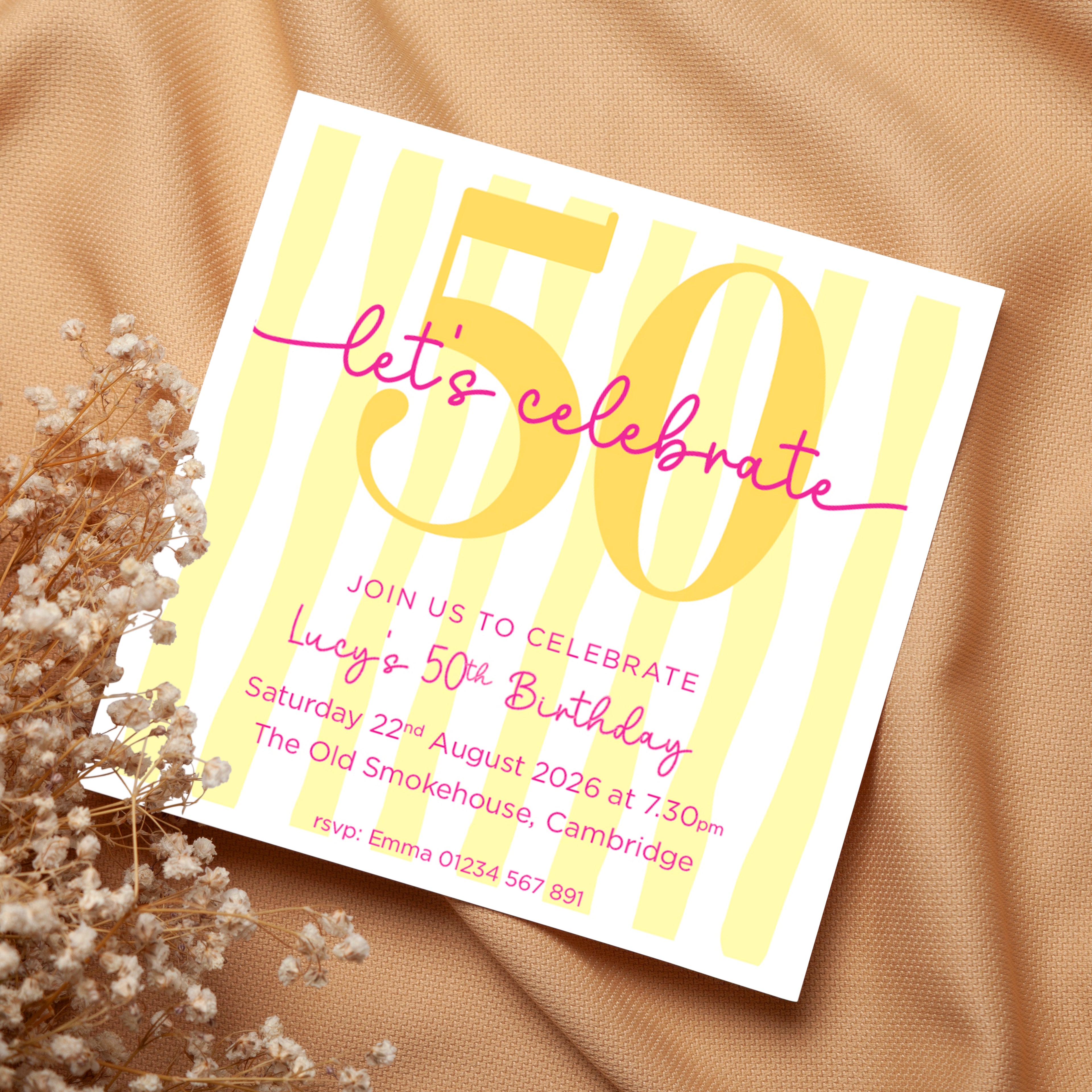 Striped 50th Birthday invite