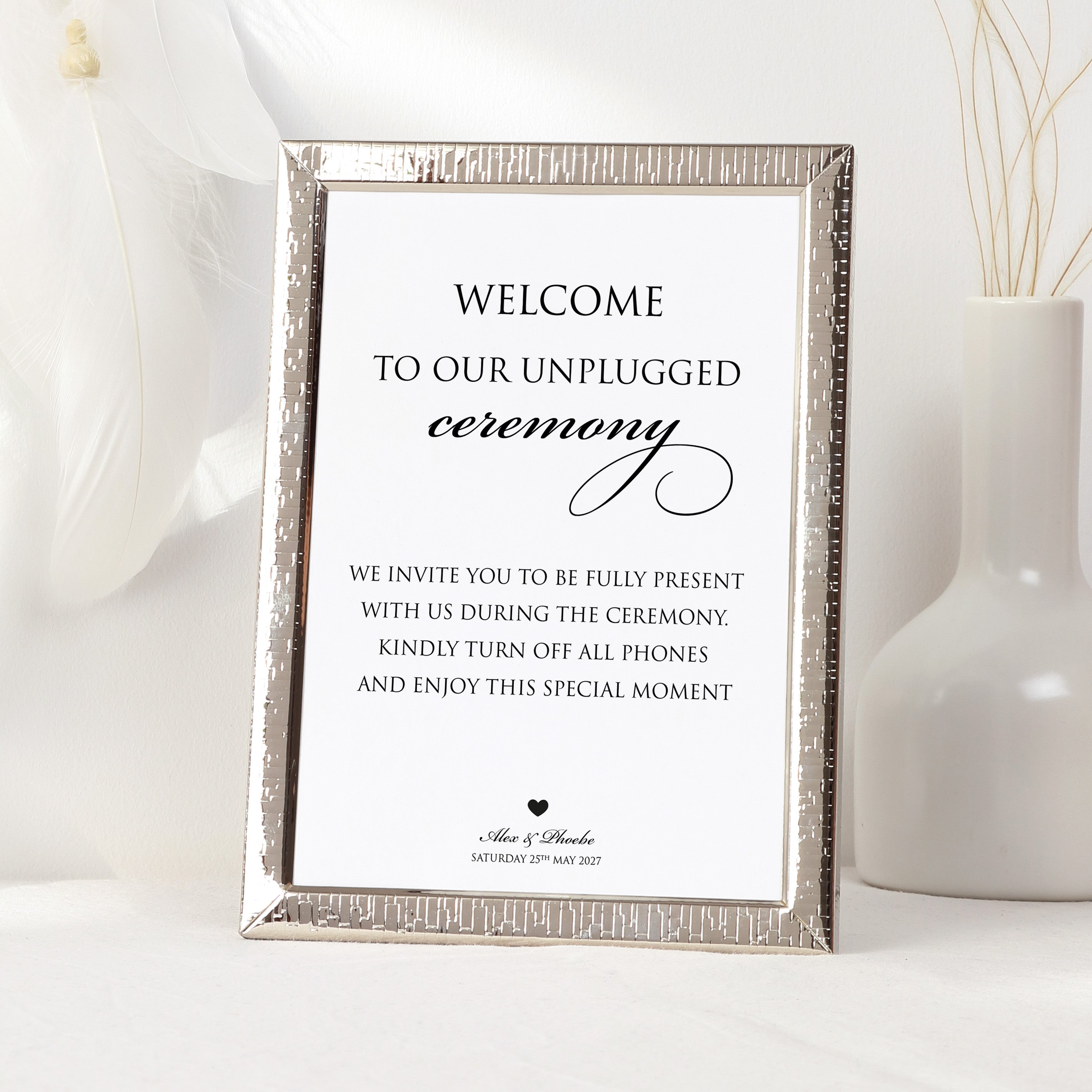 Unplugged Wedding Ceremony Personalised Sign