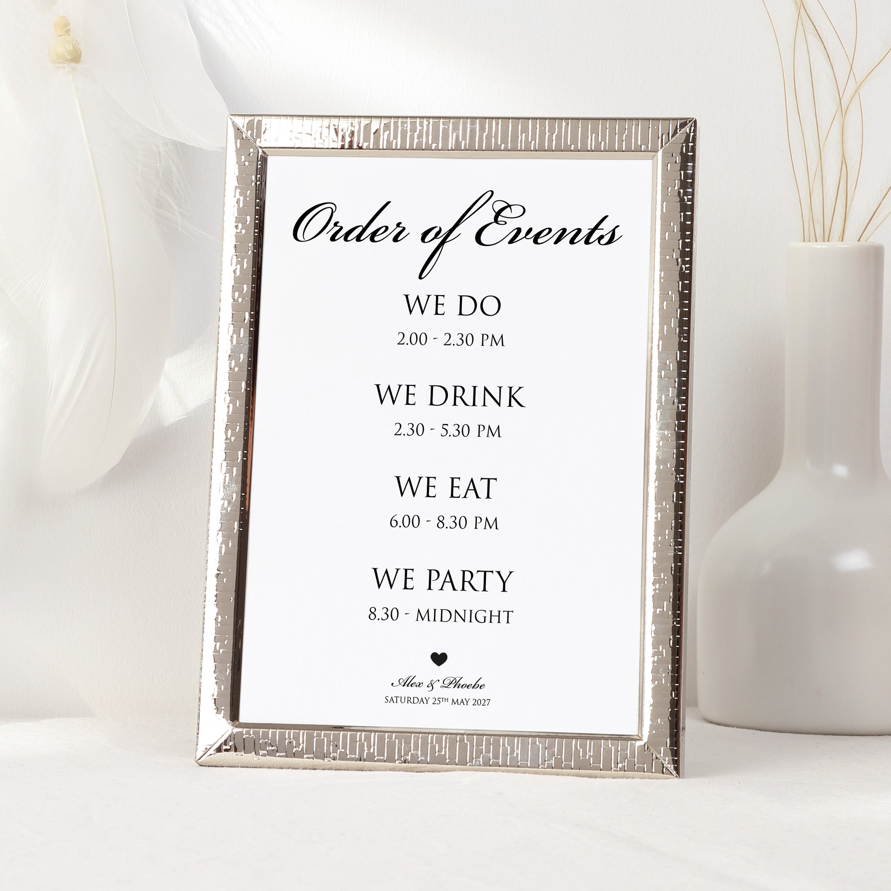 Order of Events Personalised Wedding Sign
