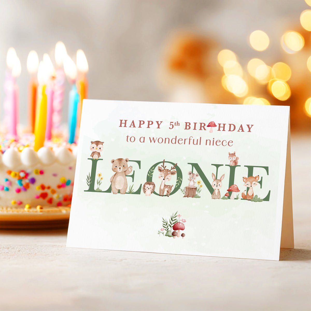 Woodland Creatures Personalised Birthday Card