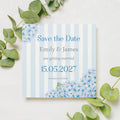 Blue Hydrangea Striped Save the Date Cards