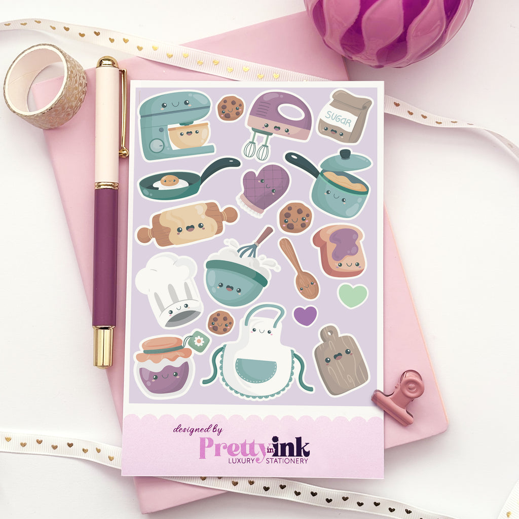 Cute cooking themed sticker sheet