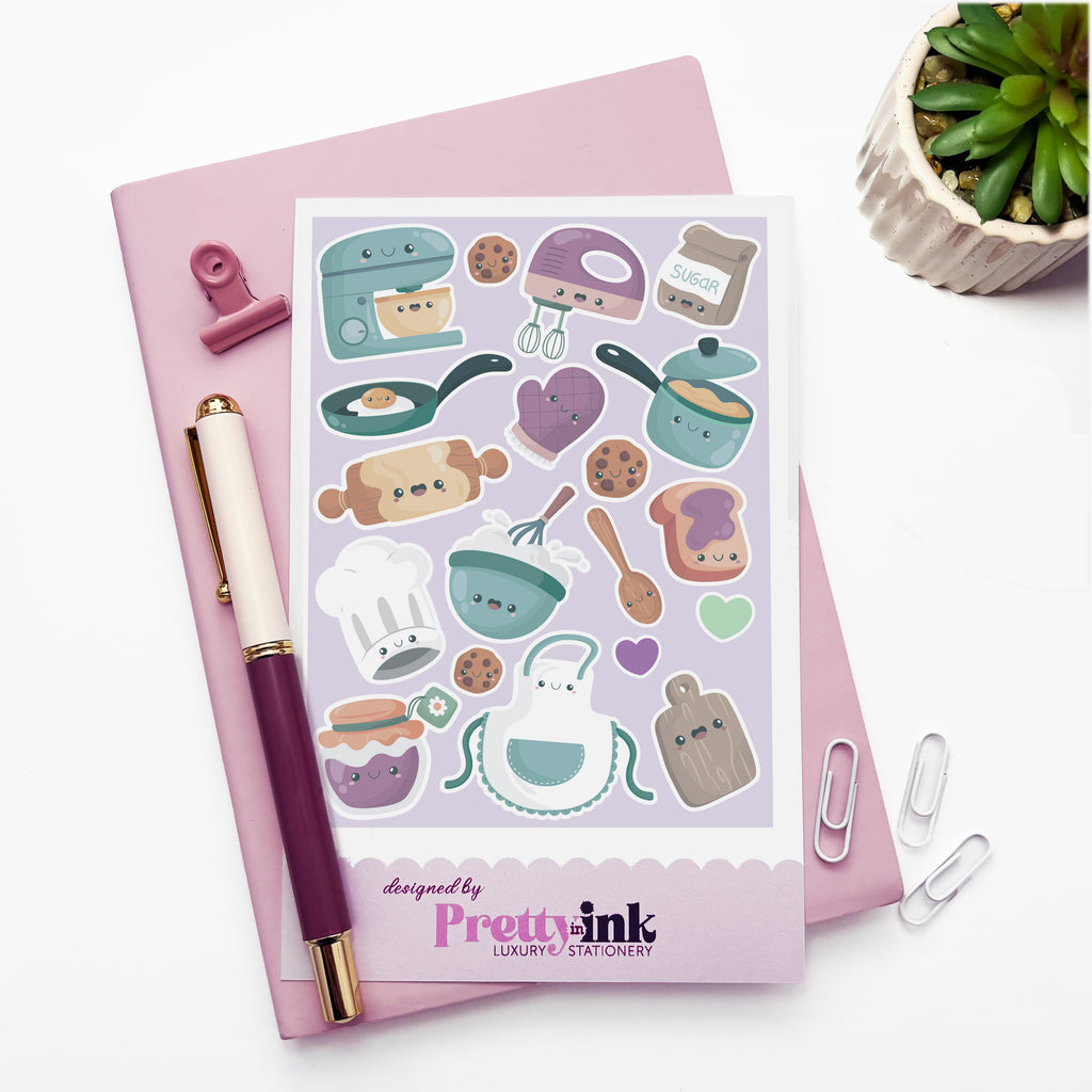 Cute cooking themed sticker sheet