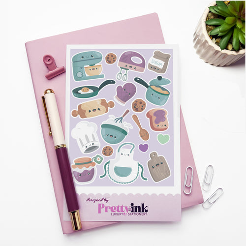 Cute cooking themed sticker sheet