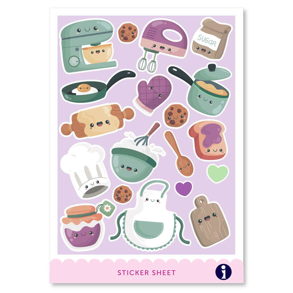 Cute cooking themed sticker sheet