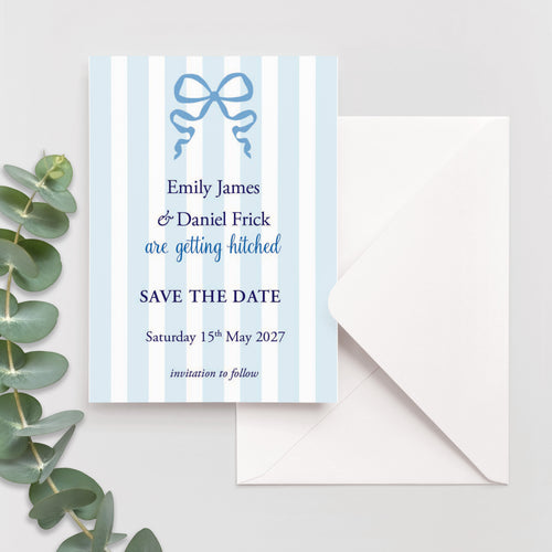 Bow Striped Save the Date Cards