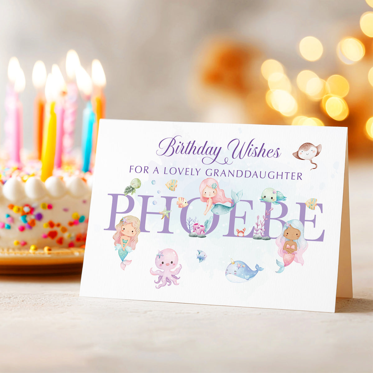 Mermaid Personalised Birthday Card