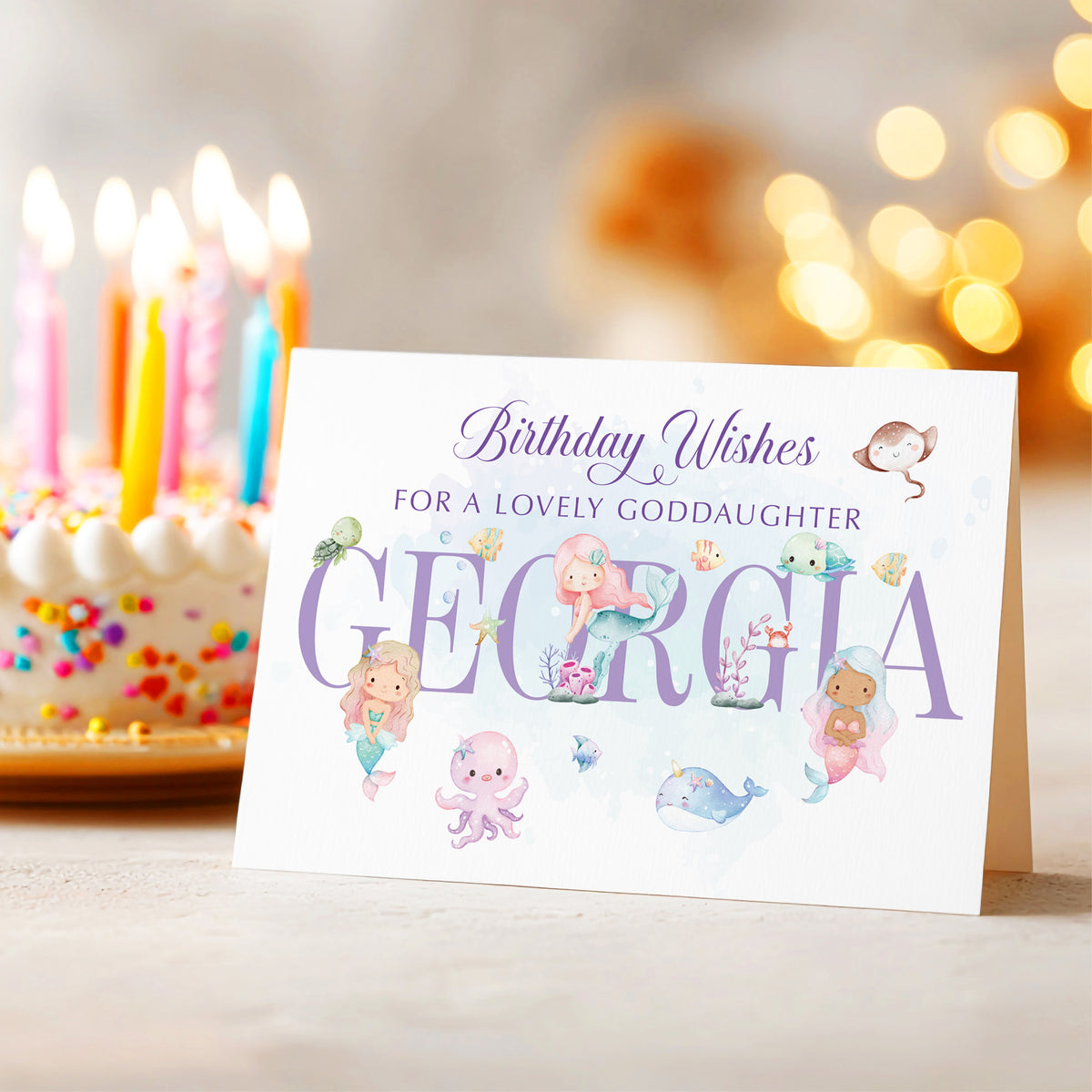 Mermaid Personalised Birthday Card