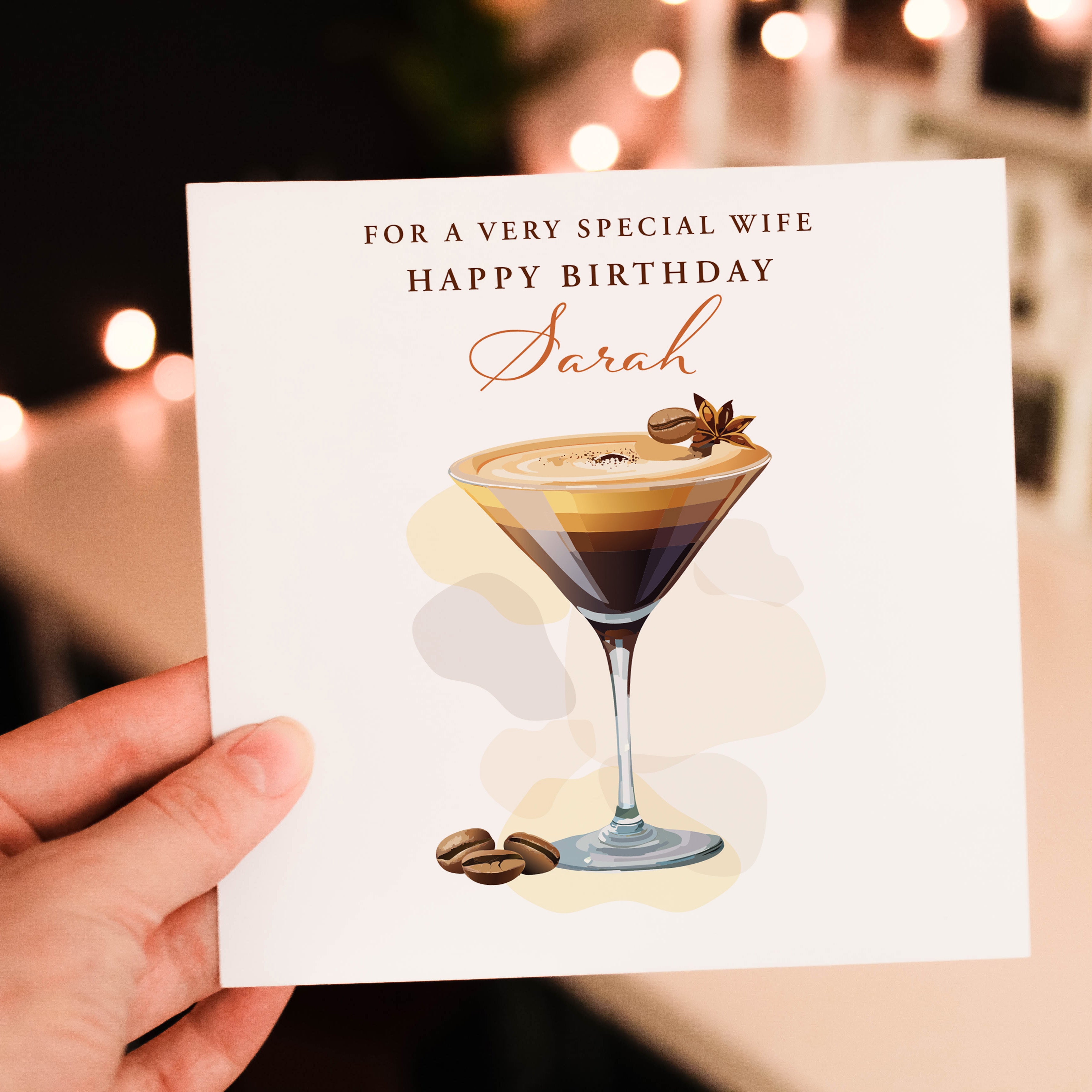 Espresso Martini Cocktail! Personalised Birthday Card