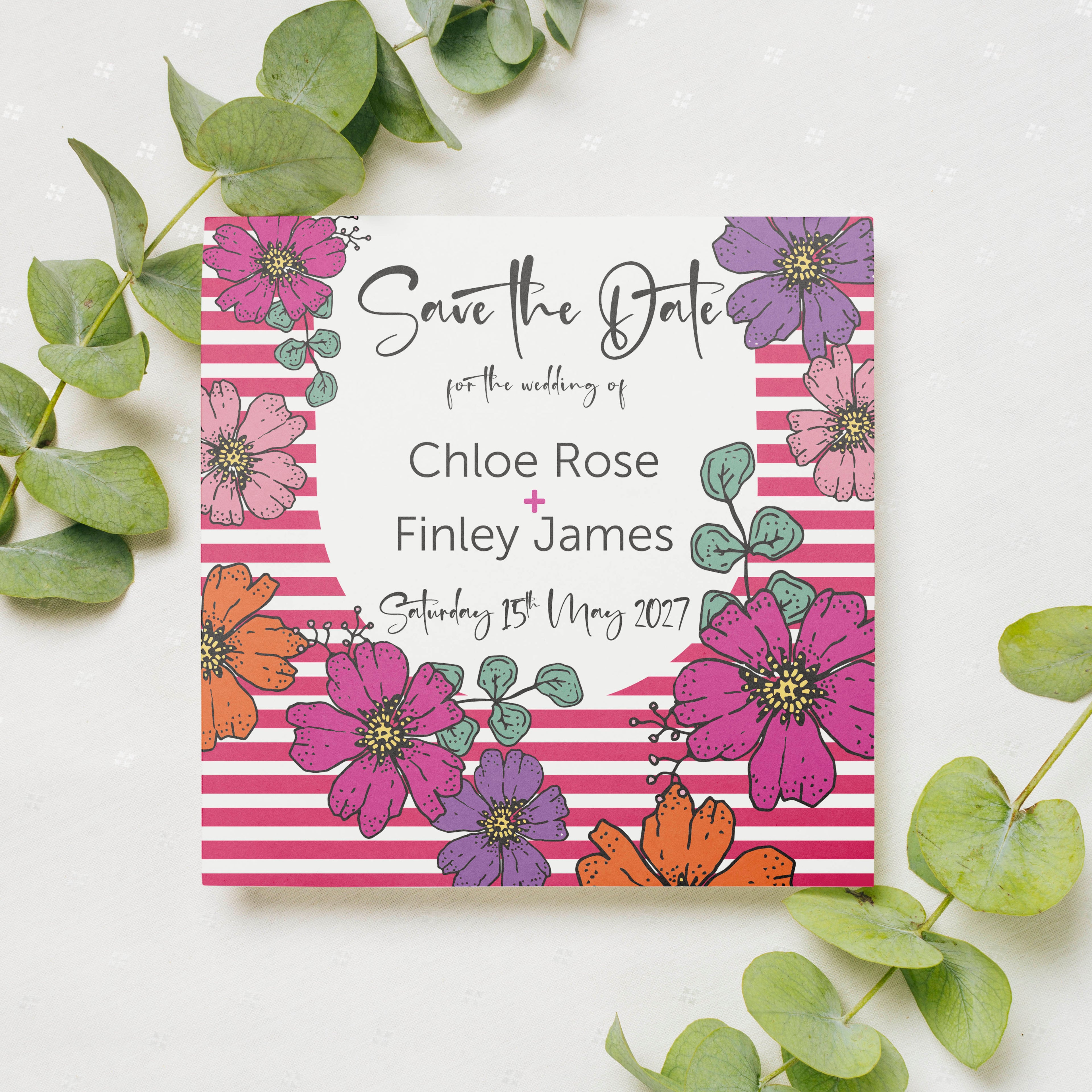 Bold Floral Save the Date Cards