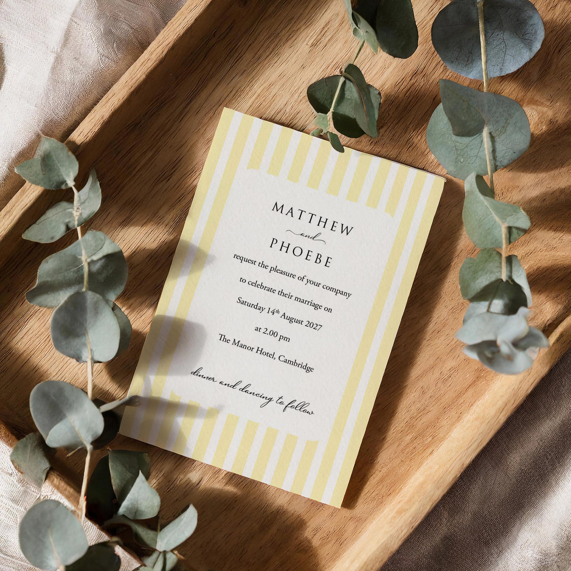 Elegant Yellow Striped Wedding Invitation