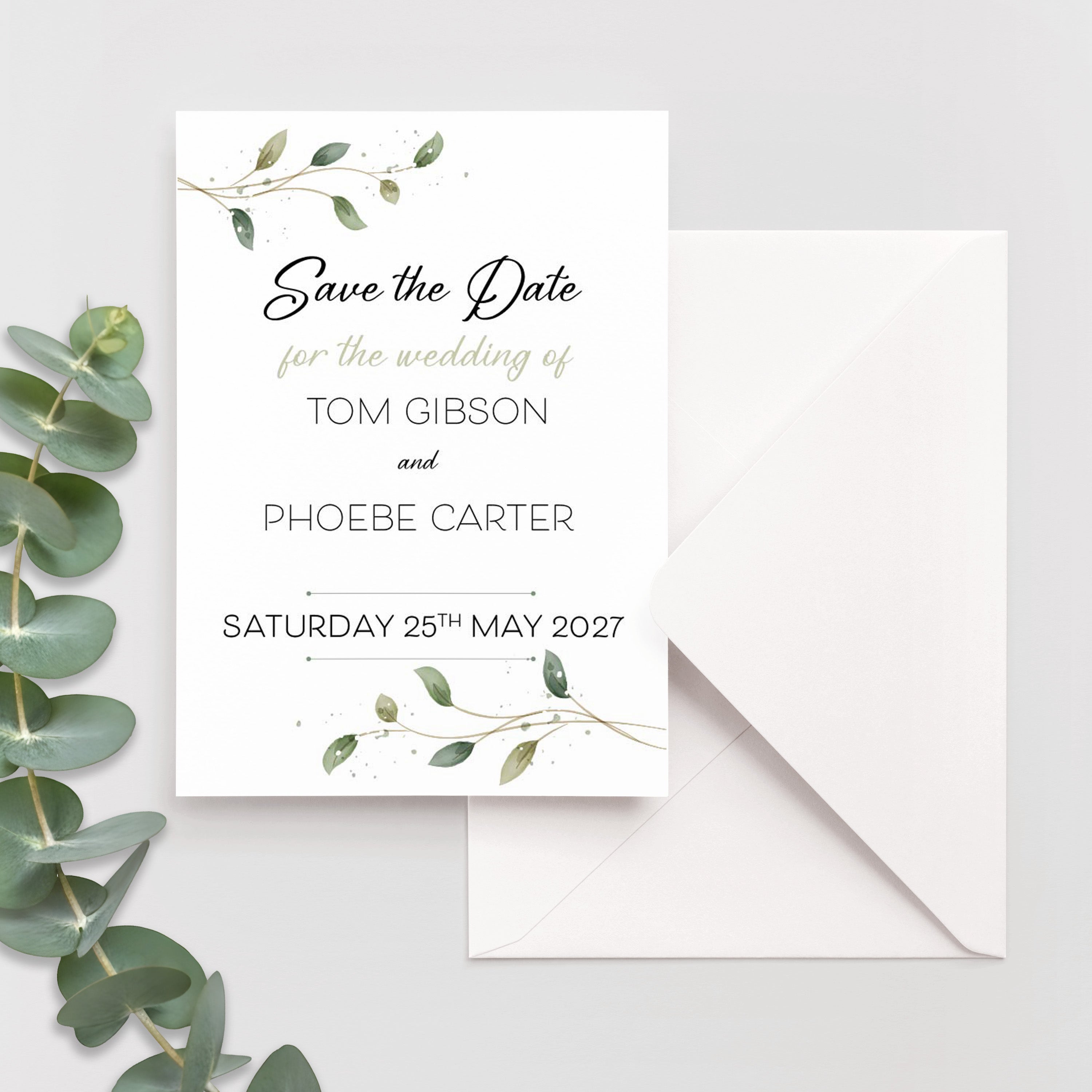 Leaf Design Save the Date Cards