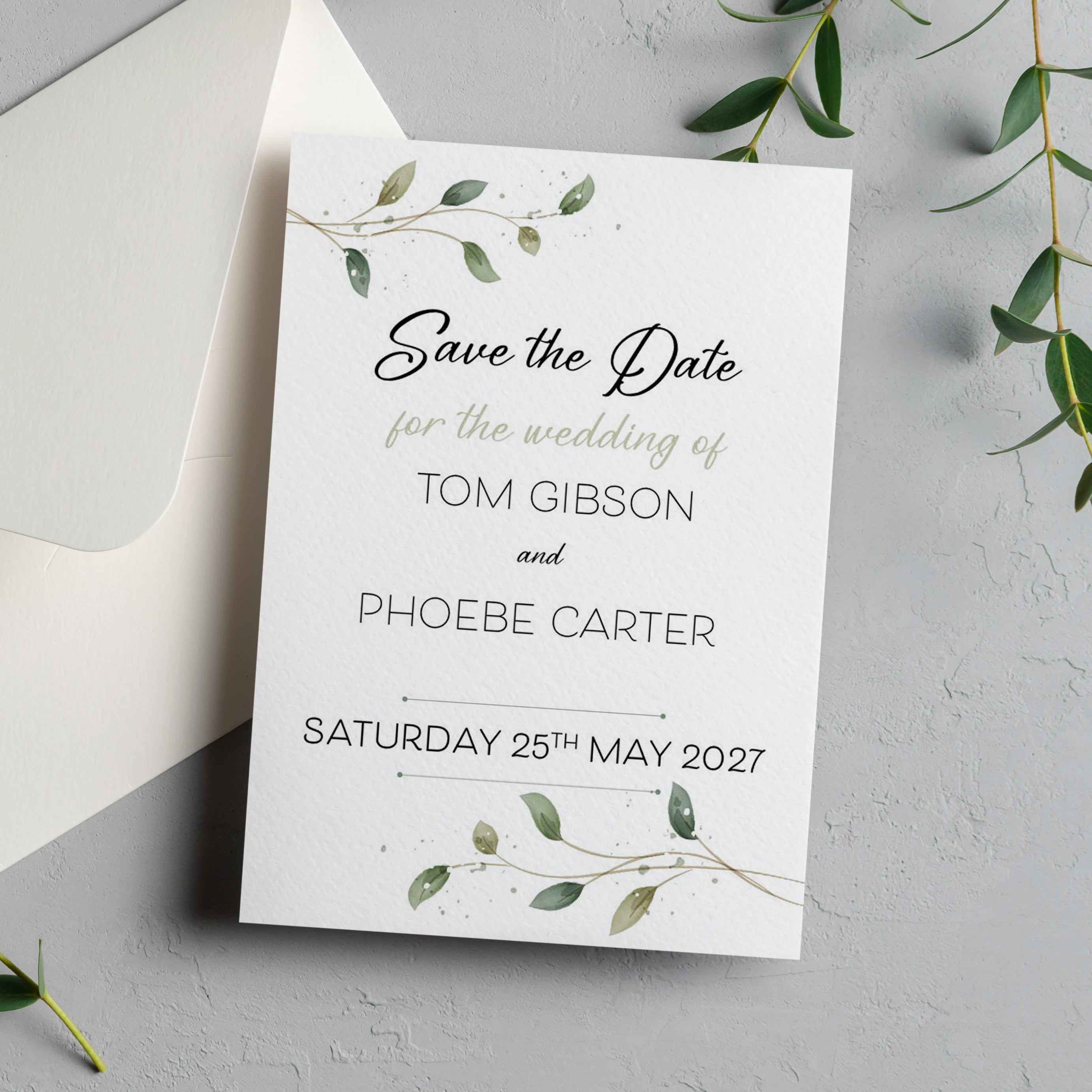 Leaf Design Save the Date Cards