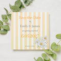 Butter Yellow Striped Save the Date Cards